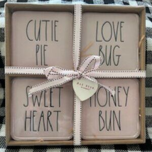 Rae Dunn Pink Valentines coasters set of 4 NWT